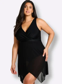 Badekleid mit Mesh-Rock und Shaping-Effekt