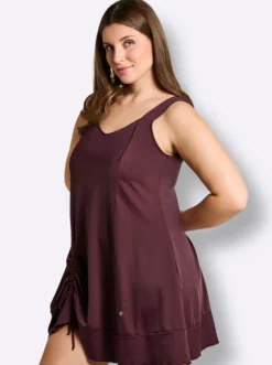 Badekleid mit Raffung am Saum