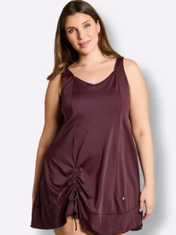 Badekleid mit Raffung am Saum