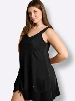 Badekleid mit Raffung am Saum