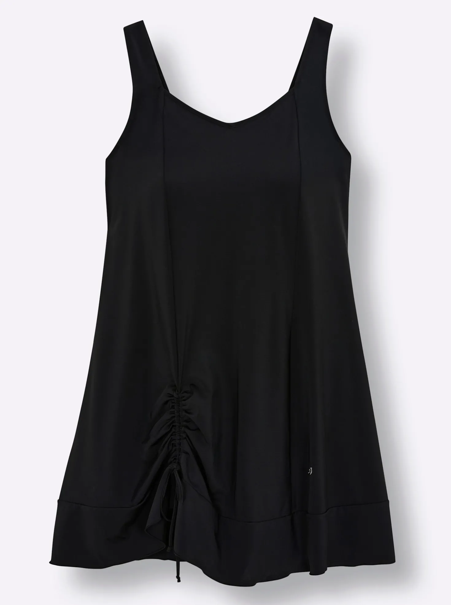 Badekleid mit Raffung am Saum