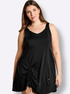 Badekleid mit Raffung am Saum