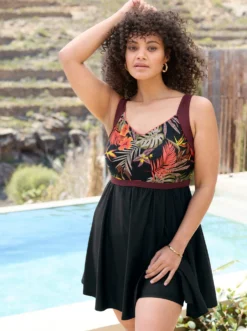 Badekleid mit tropischem Print