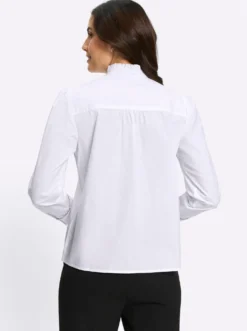 Baumwollbluse mit Blütenstickerei