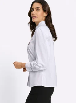 Baumwollbluse mit Blütenstickerei