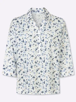 Baumwollbluse mit floralem Dessin