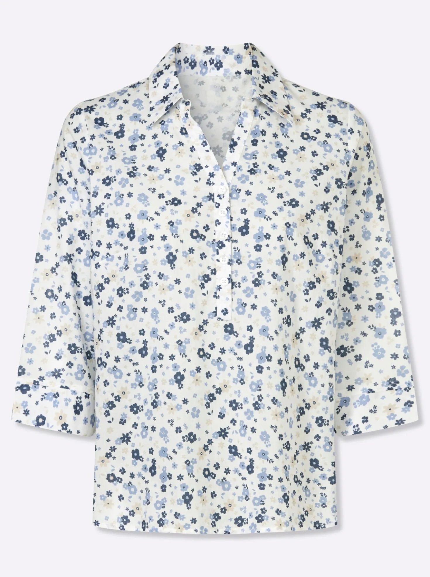 Baumwollbluse mit floralem Dessin