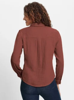 Baumwollbluse mit krempelbaren Ärmeln