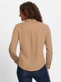 Baumwollbluse mit krempelbaren Ärmeln