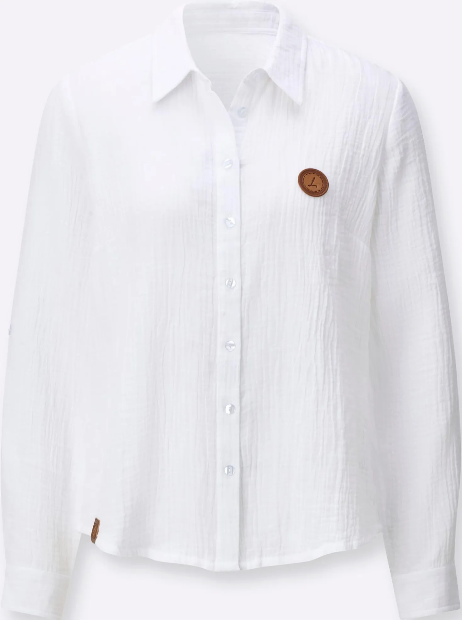 Baumwollbluse mit krempelbaren Ärmeln