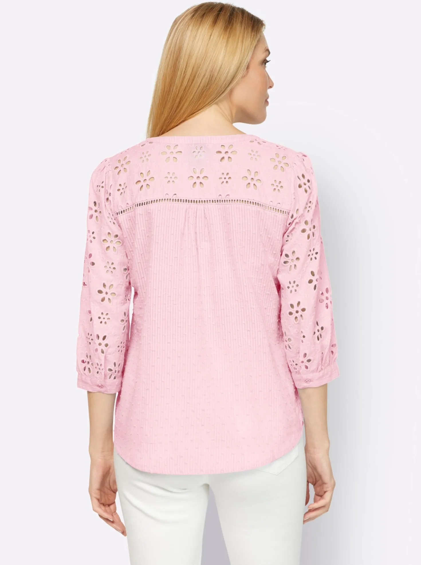 Baumwollbluse mit Lochstickerei