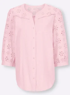 Baumwollbluse mit Lochstickerei