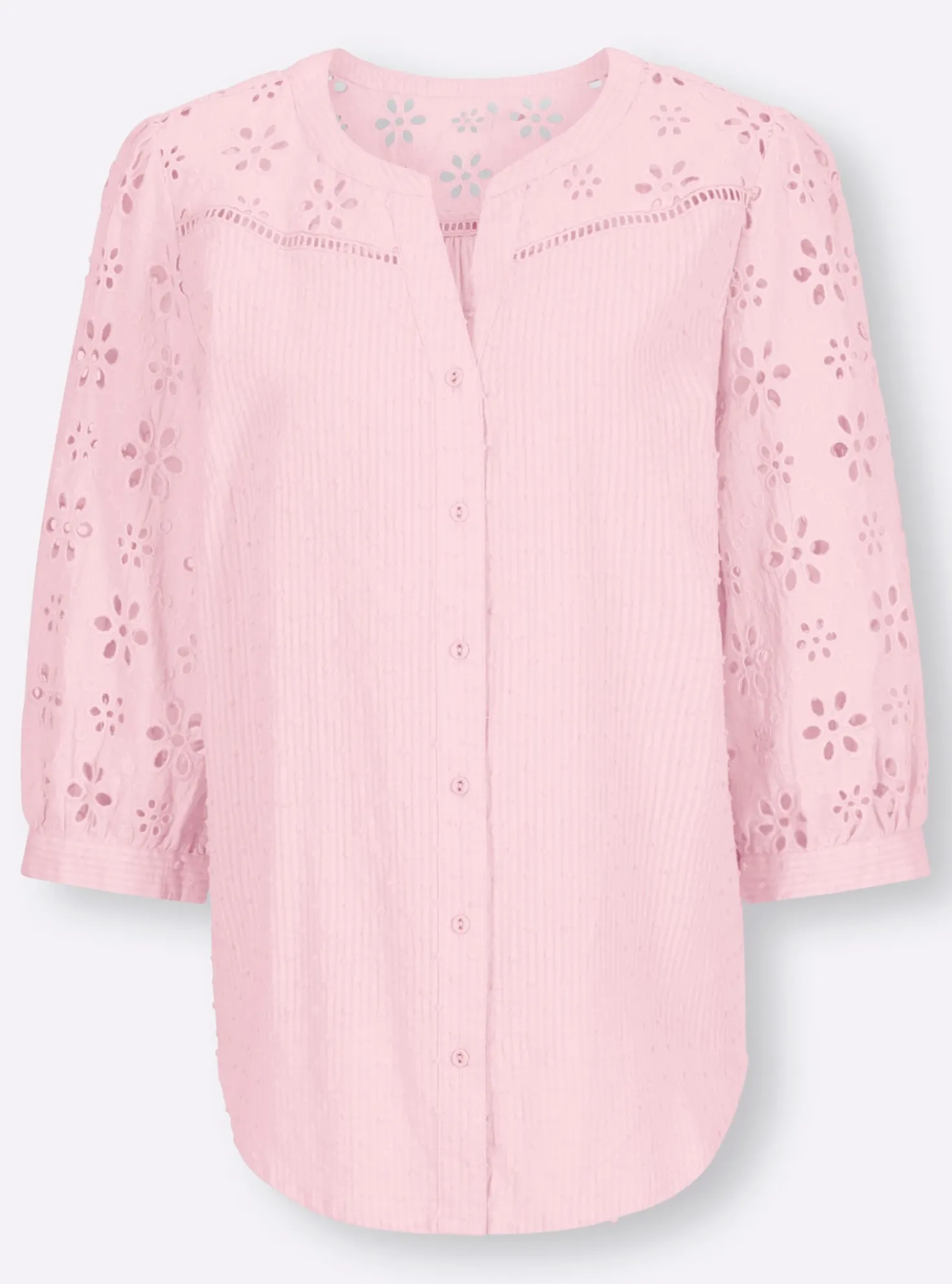 Baumwollbluse mit Lochstickerei