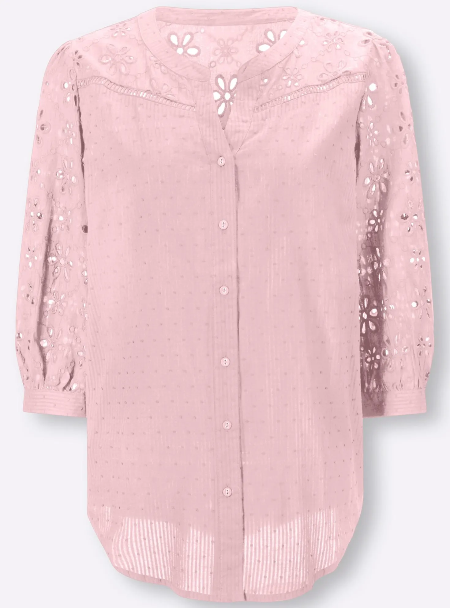 Baumwollbluse mit Lochstickerei
