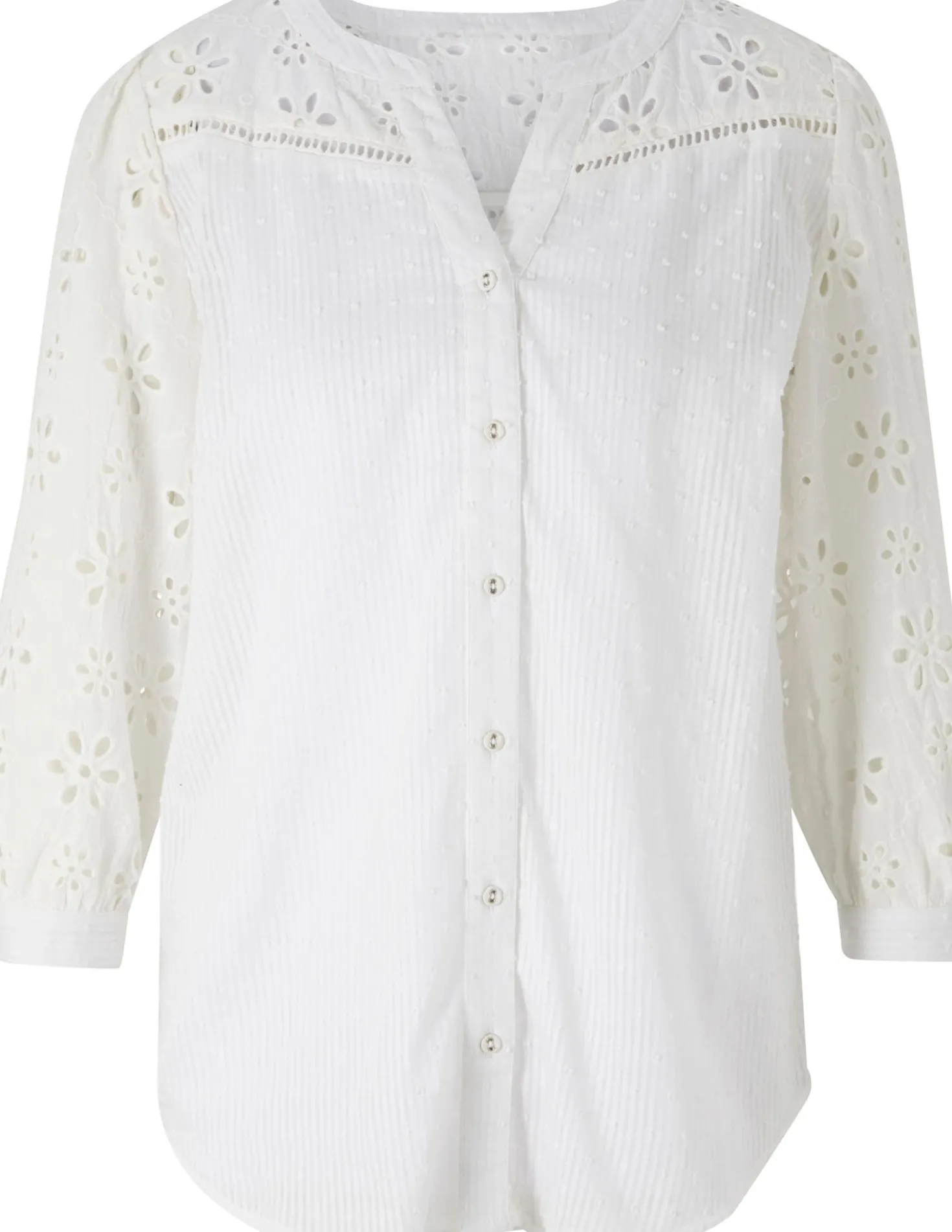 Baumwollbluse mit Lochstickerei