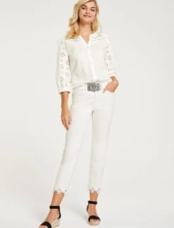 Baumwollbluse mit Lochstickerei