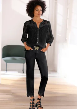 Baumwollbluse mit Lochstickerei