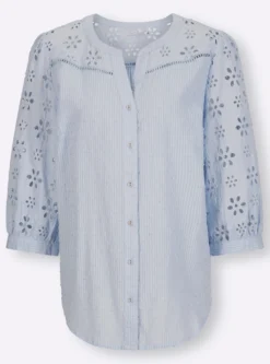 Baumwollbluse mit Lochstickerei