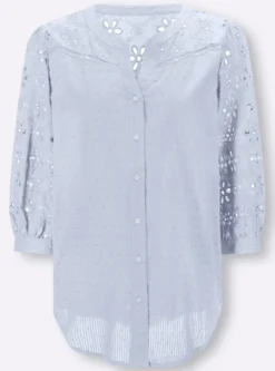 Baumwollbluse mit Lochstickerei