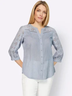 Baumwollbluse mit Lochstickerei