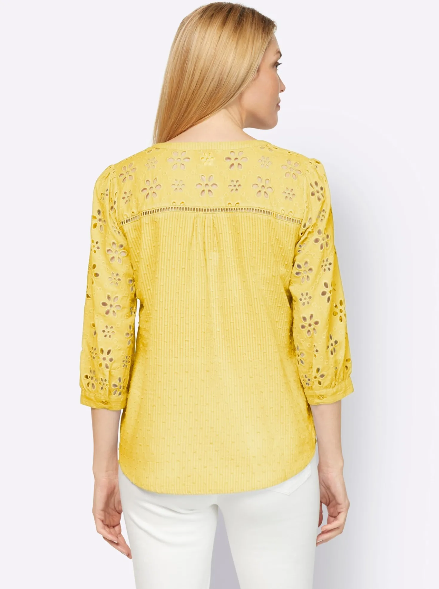 Baumwollbluse mit Lochstickerei