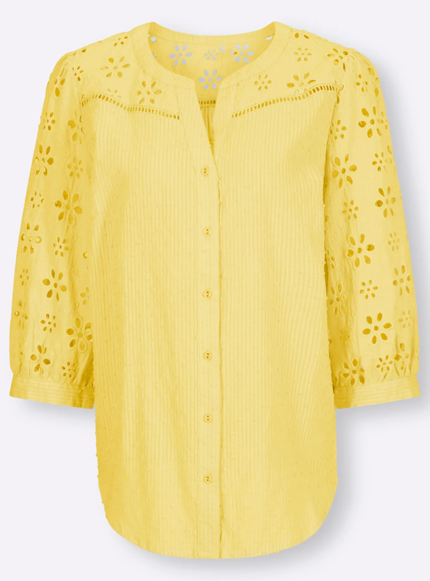 Baumwollbluse mit Lochstickerei