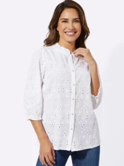 Baumwollbluse mit Lochstickerei