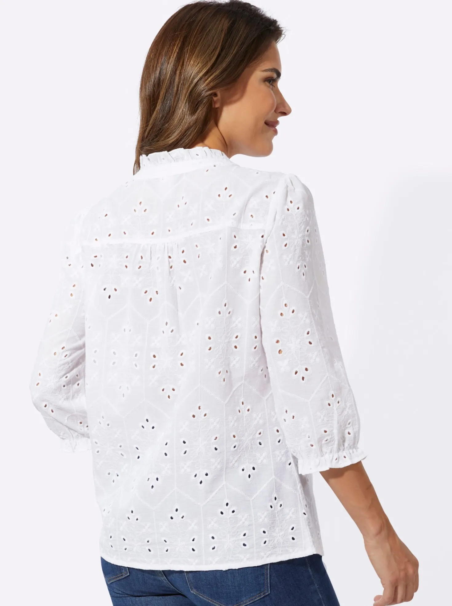 Baumwollbluse mit Lochstickerei
