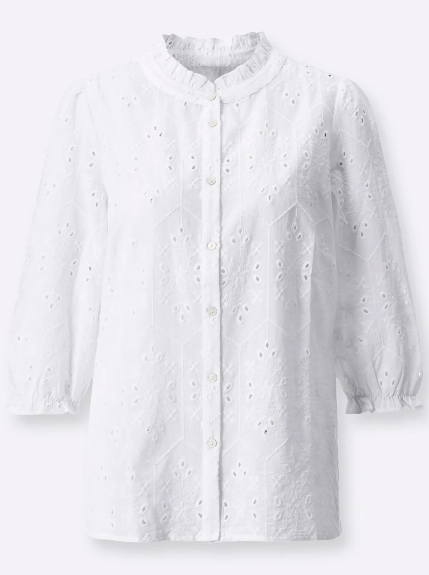 Baumwollbluse mit Lochstickerei
