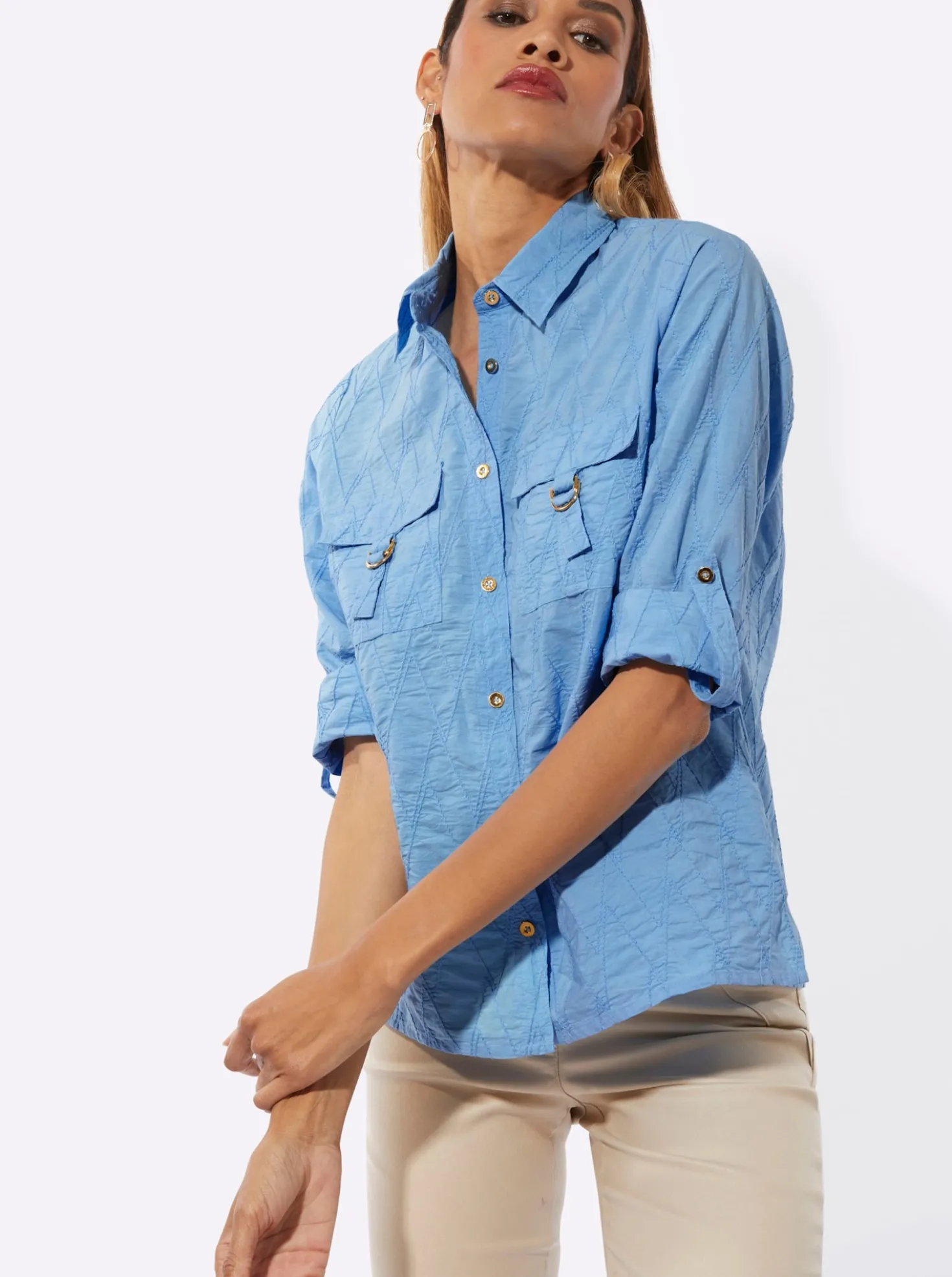 Baumwollbluse mit Lochstickerei