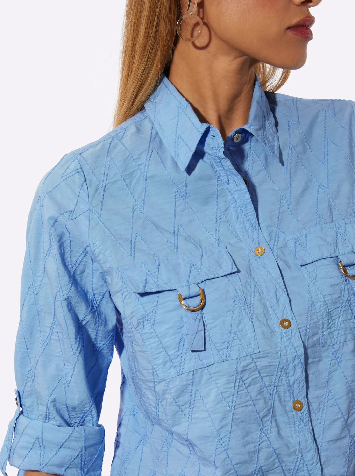 Baumwollbluse mit Lochstickerei