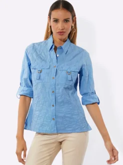 Baumwollbluse mit Lochstickerei