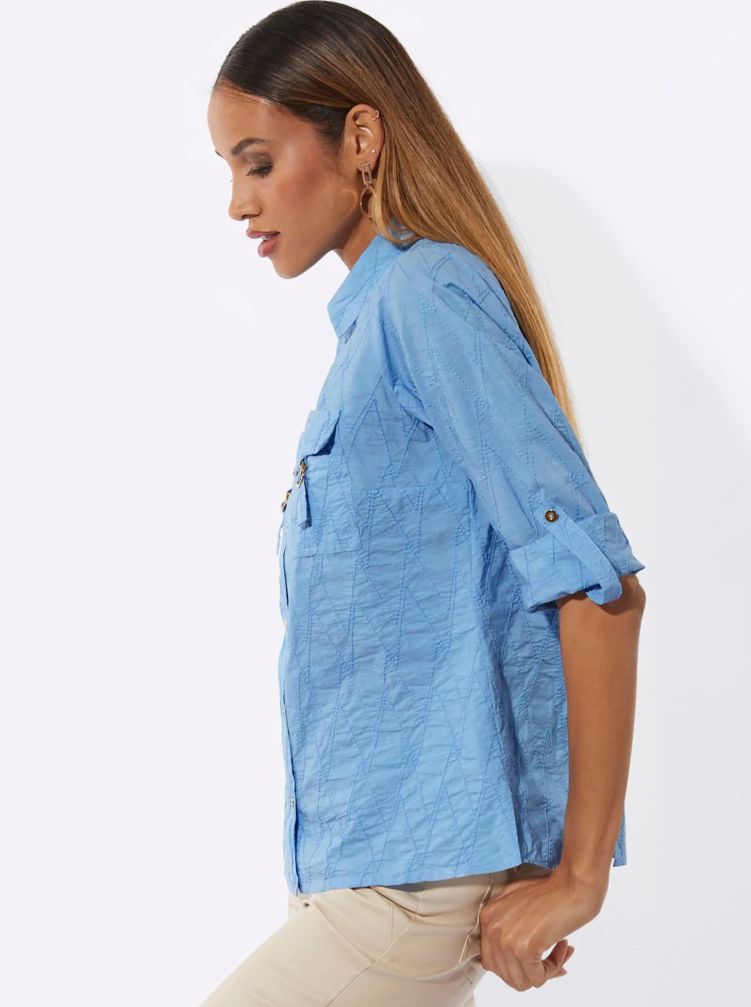 Baumwollbluse mit Lochstickerei