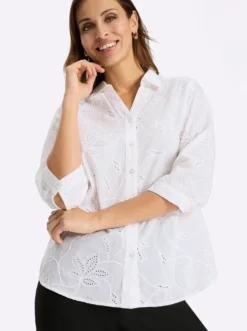 Baumwollbluse mit Madeira-Stickerei