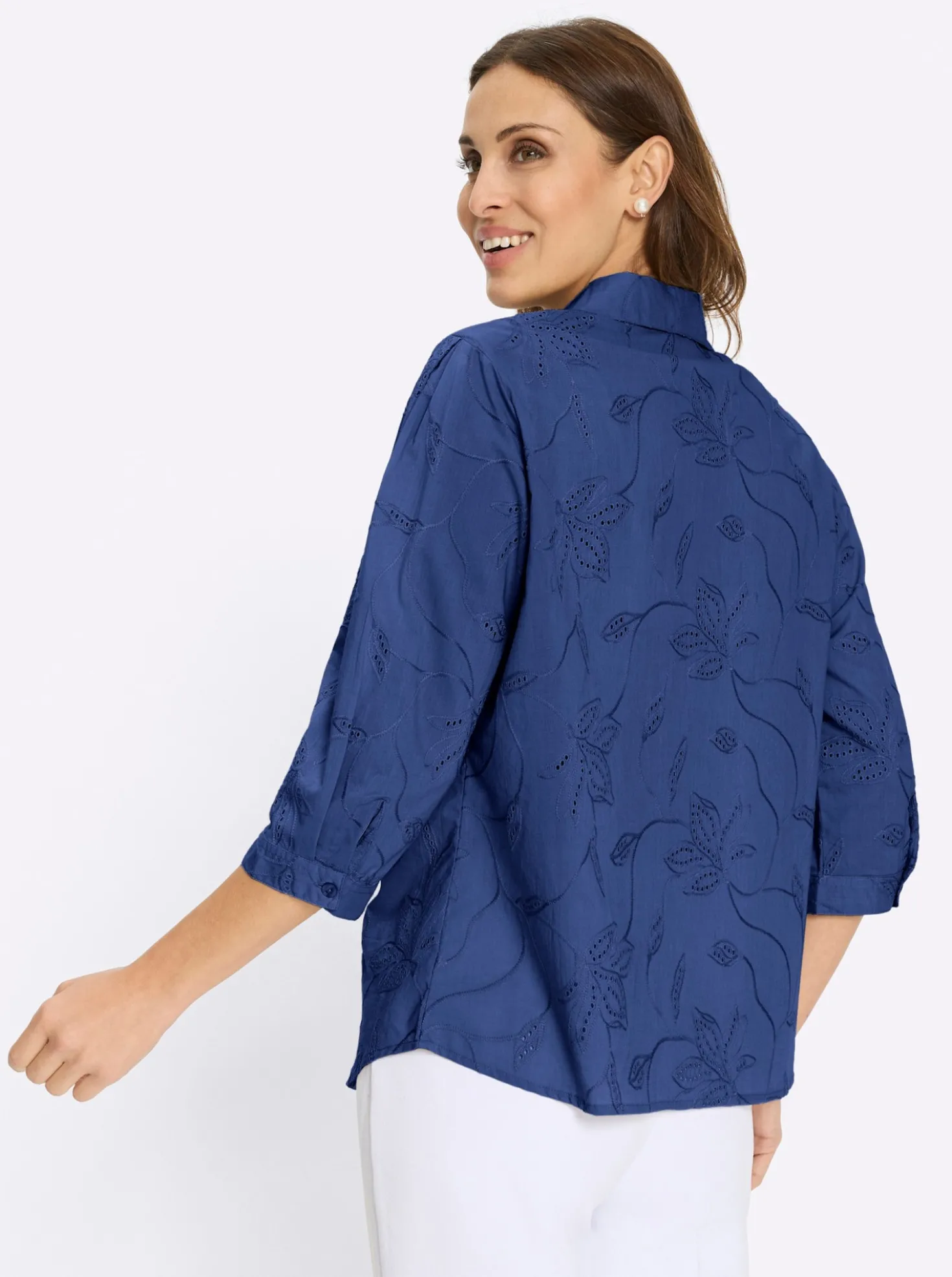 Baumwollbluse mit Madeira-Stickerei