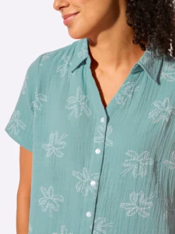 Baumwollbluse mit Palmen-Print