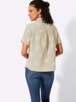 Baumwollbluse mit Palmen-Print