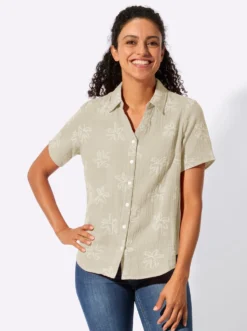 Baumwollbluse mit Palmen-Print
