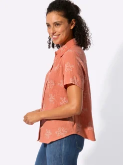 Baumwollbluse mit Palmen-Print