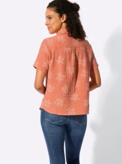 Baumwollbluse mit Palmen-Print