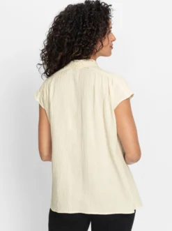 Baumwollbluse mit Spitzenkragen