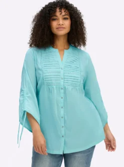 Baumwollbluse mit Spitze und Biesen