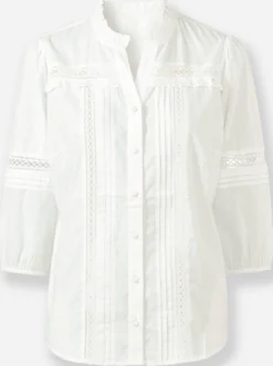 Baumwollbluse mit stoffüberzogenen Knöpfen