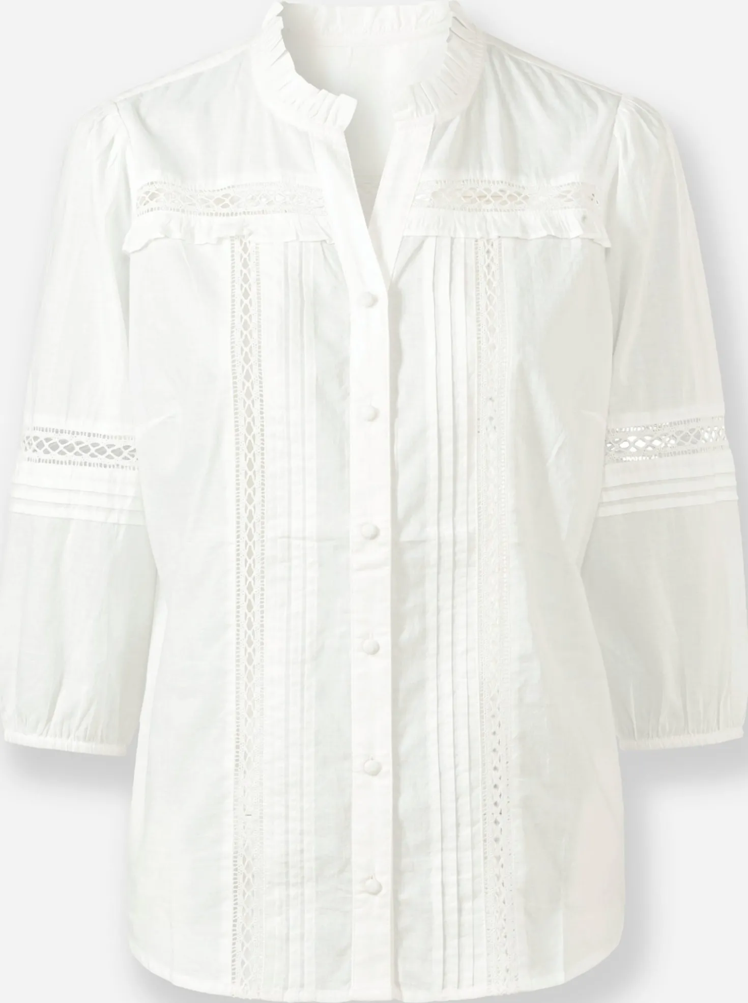Baumwollbluse mit stoffüberzogenen Knöpfen
