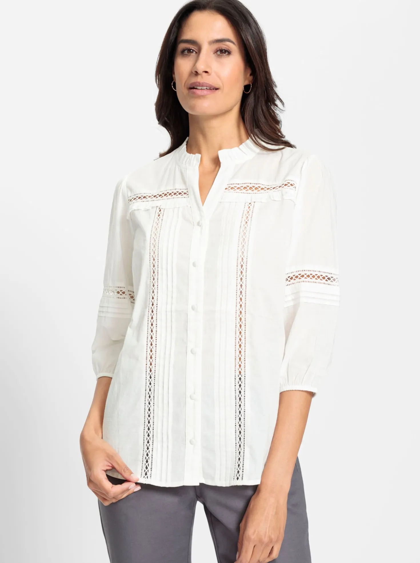 Baumwollbluse mit stoffüberzogenen Knöpfen