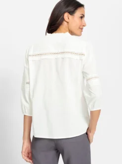 Baumwollbluse mit stoffüberzogenen Knöpfen
