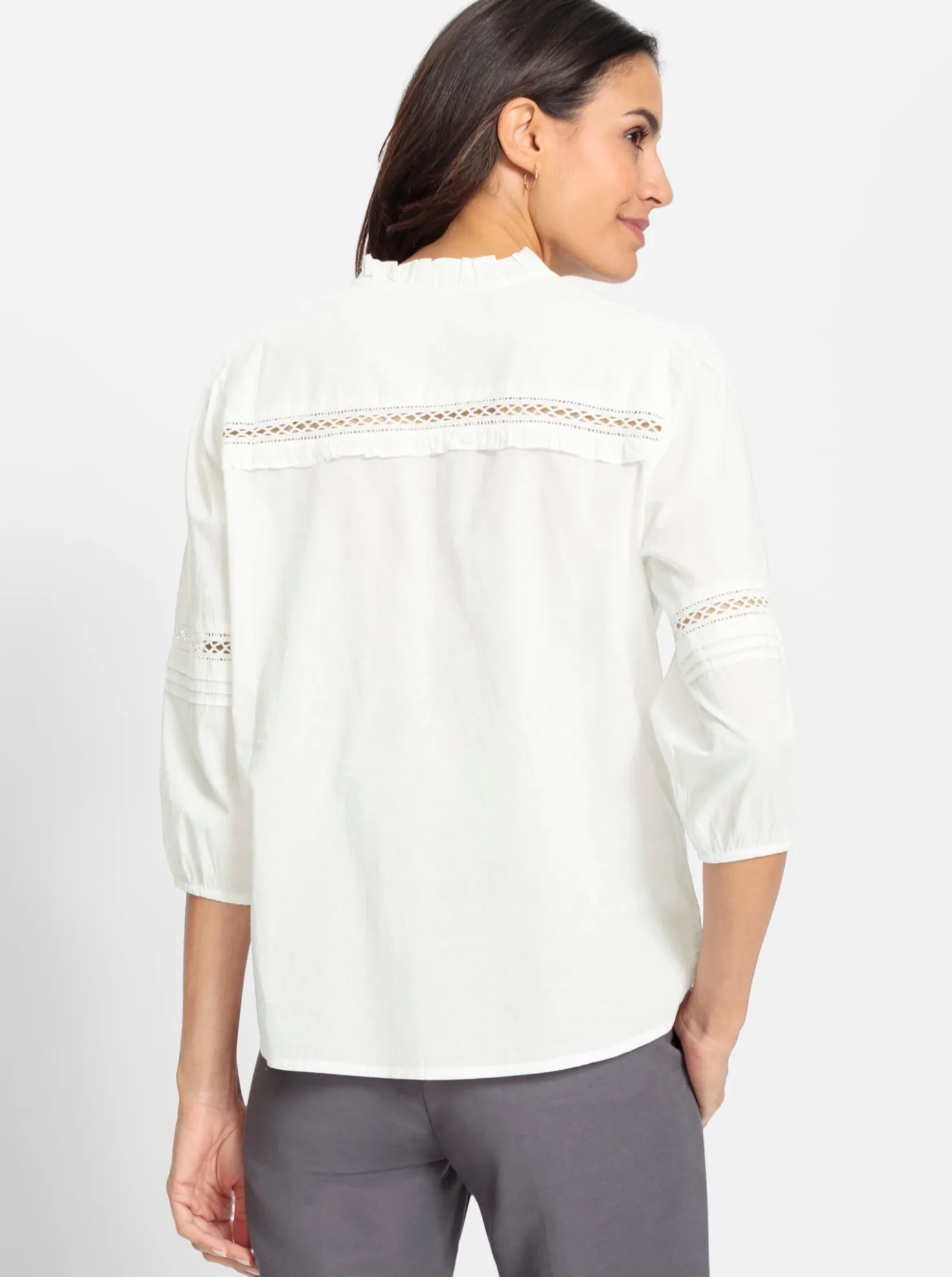 Baumwollbluse mit stoffüberzogenen Knöpfen