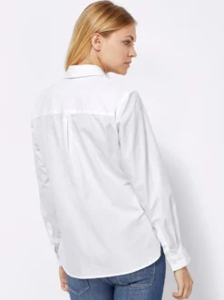Baumwollbluse mit verdeckter Knopfleiste