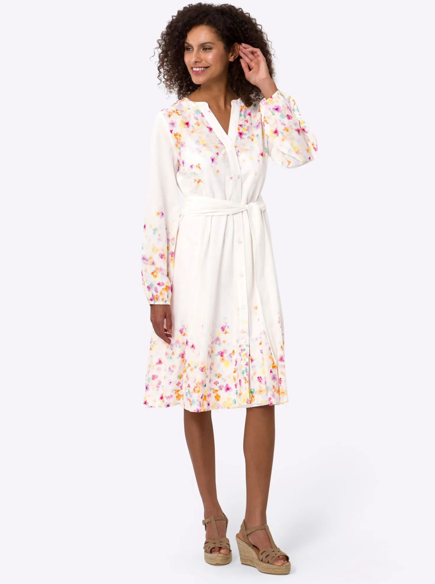 Baumwollkleid mit Bindegürtel