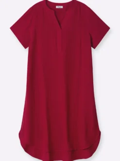 Baumwollkleid mit V-Ausschnitt und Knopfleiste